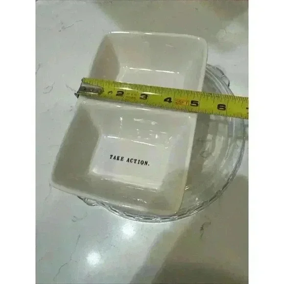 Rae Dunn SET GOALS TAKE ACTION Divided Serving Dish Artisan Magenta 8x5 - Picture 10 of 11